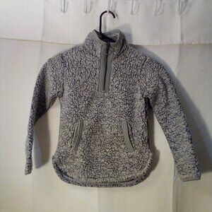 Cuddly Sherpa Jacket Kids 5 6 Girls Top Zip Pocket Gray